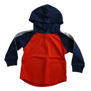 Hanna Andersson Lightweight Jersey Hooded Top Red & Navy Colorblock. Size 3T NIB